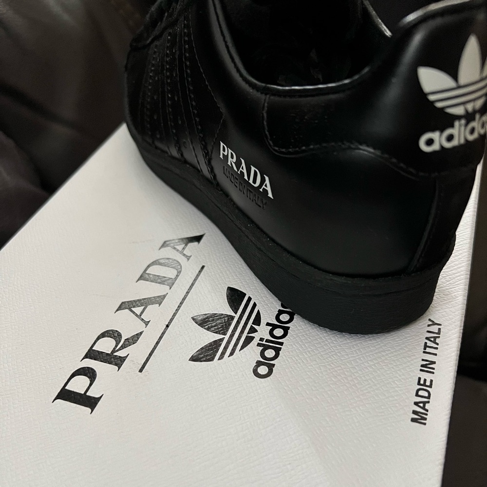 Adidas x Prada Authentic Superstar Triple Black Sneakers Shoes.
